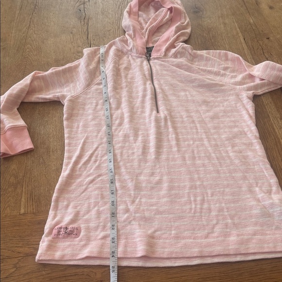 Lauren Ralph Lauren Women's Cotton Hooded Quarter Zip Pullover Sz L Pink Stripe - Picture 4 of 7